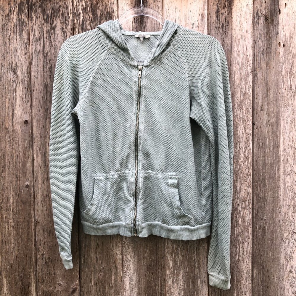 Zara Trafaluc Cotton Blend Mesh Sea Foam Zip Up Hoodie Small